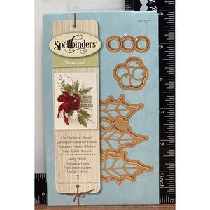 NIP S2-237 Spellbinders Jolly Holly Die-Cut Stencil EMBOSS HOLIDAY FLORAL